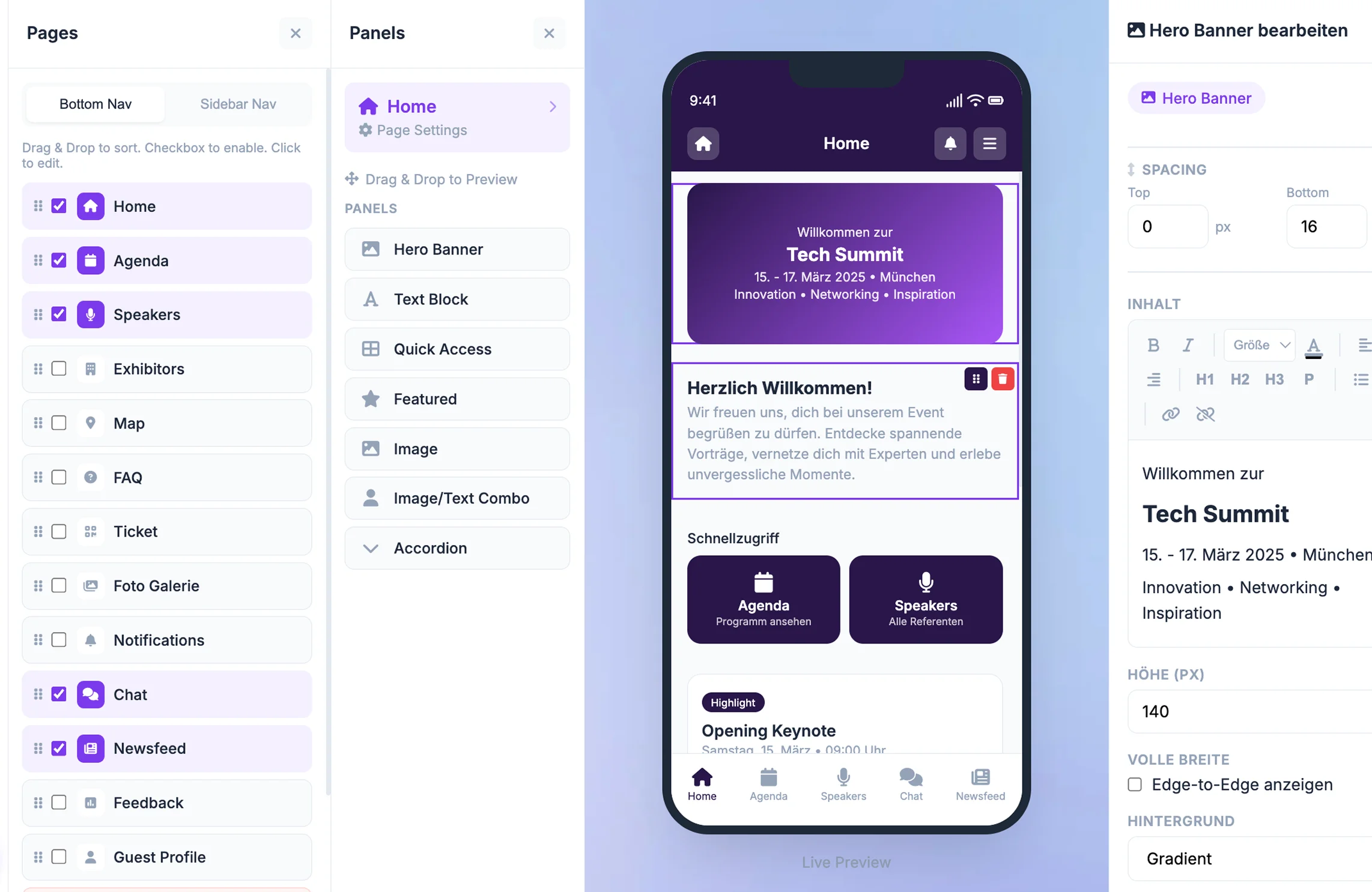 View of the Event-App Builder