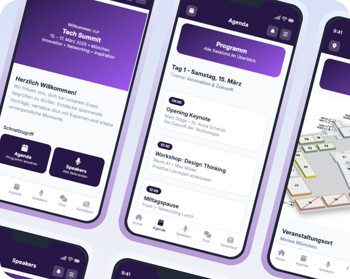 View of different Screens of the AirLST Event App