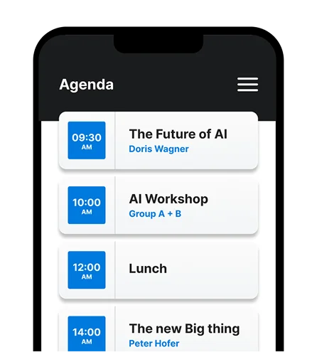 Agenda screen inside the Event App