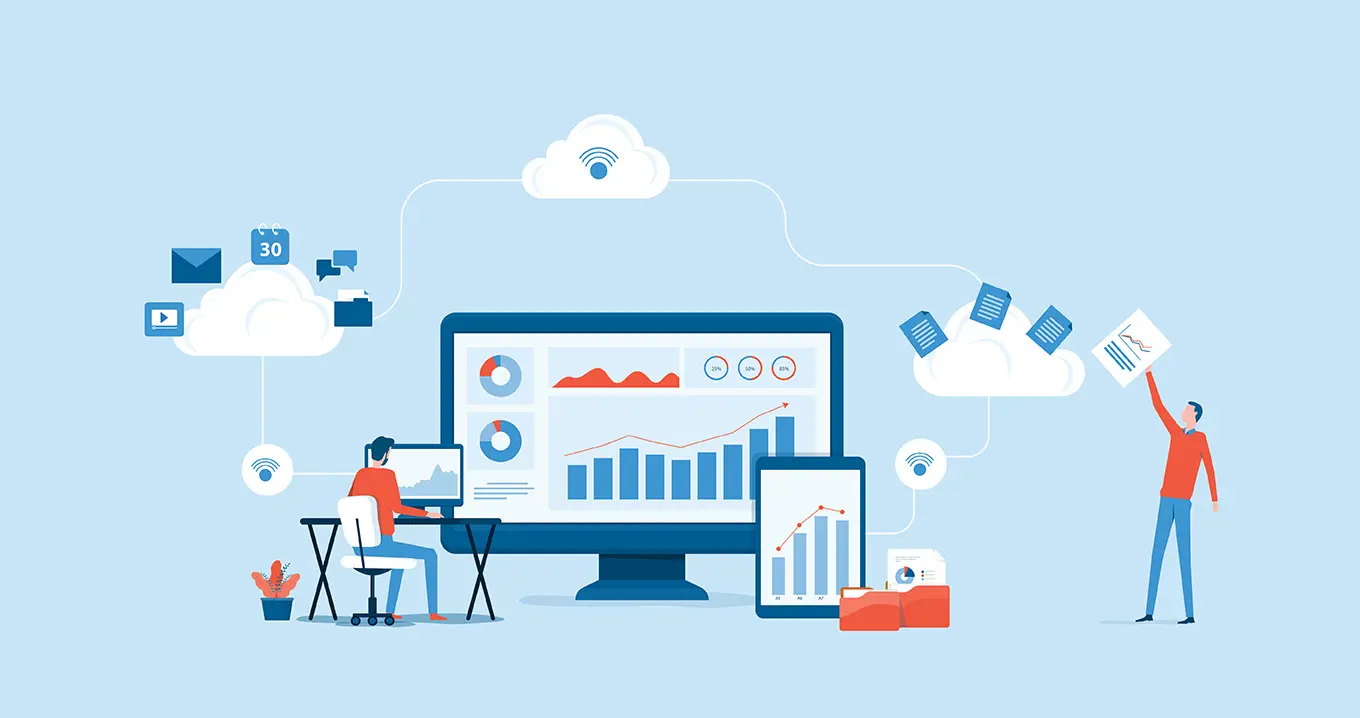 Symboliserar digital affärsplanering, strategiutveckling och målstyrning i en modern organisation.