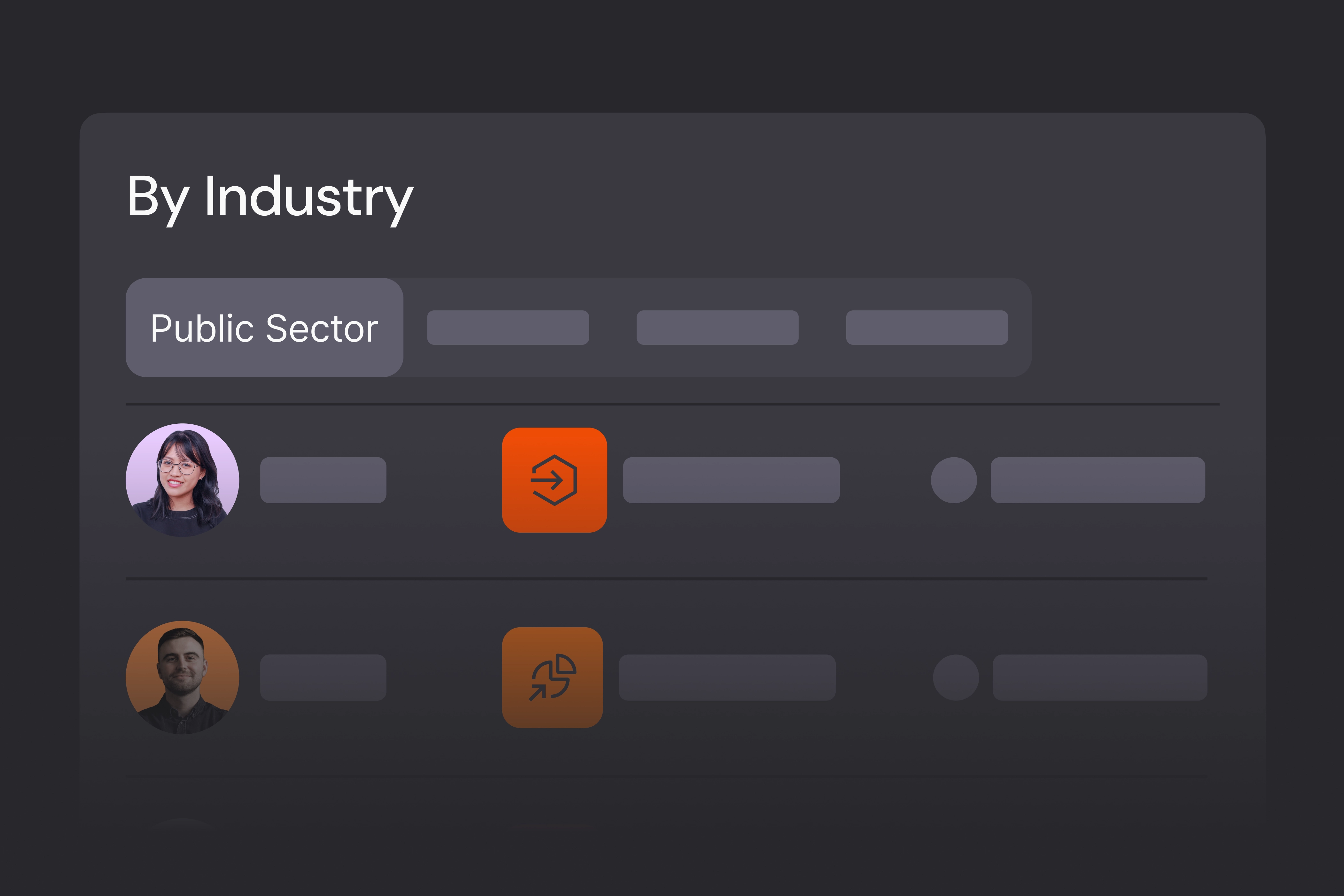 Industry-based planning view with public sector selected and account rows by industry