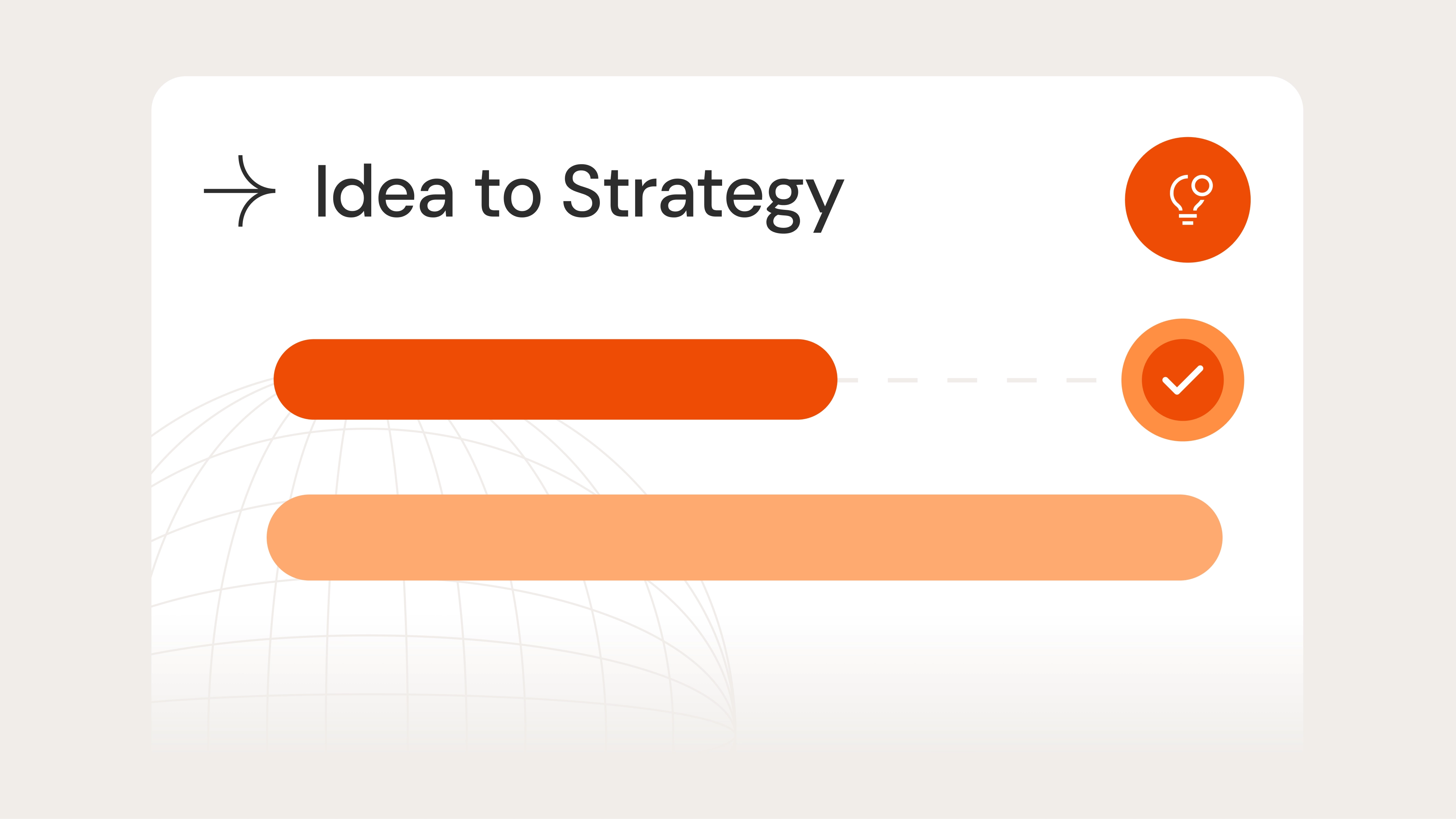 Idea to strategy progress view with horizontal bars indicating project readiness