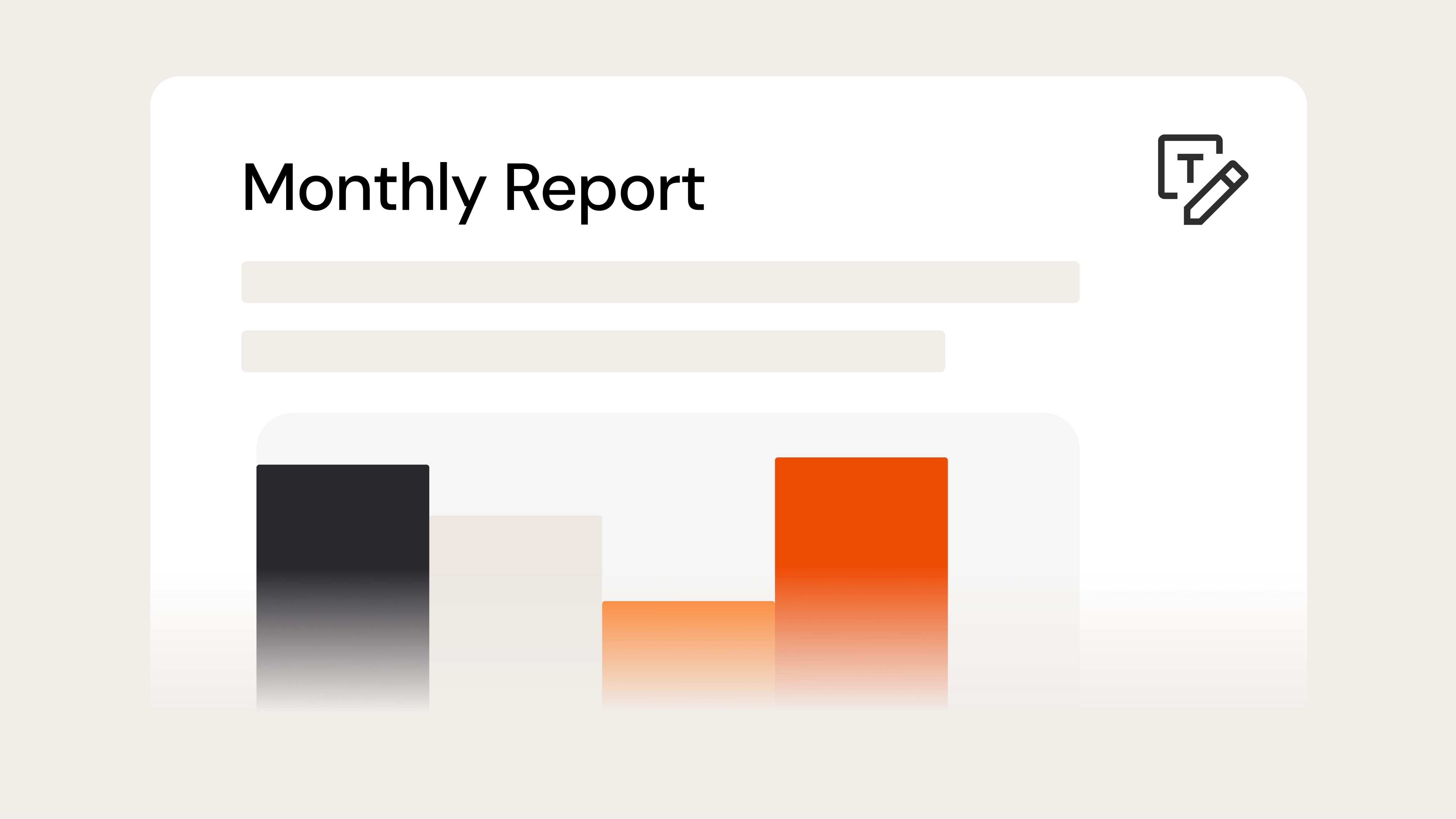 Monthly report card with bar chart comparing performance across categories
