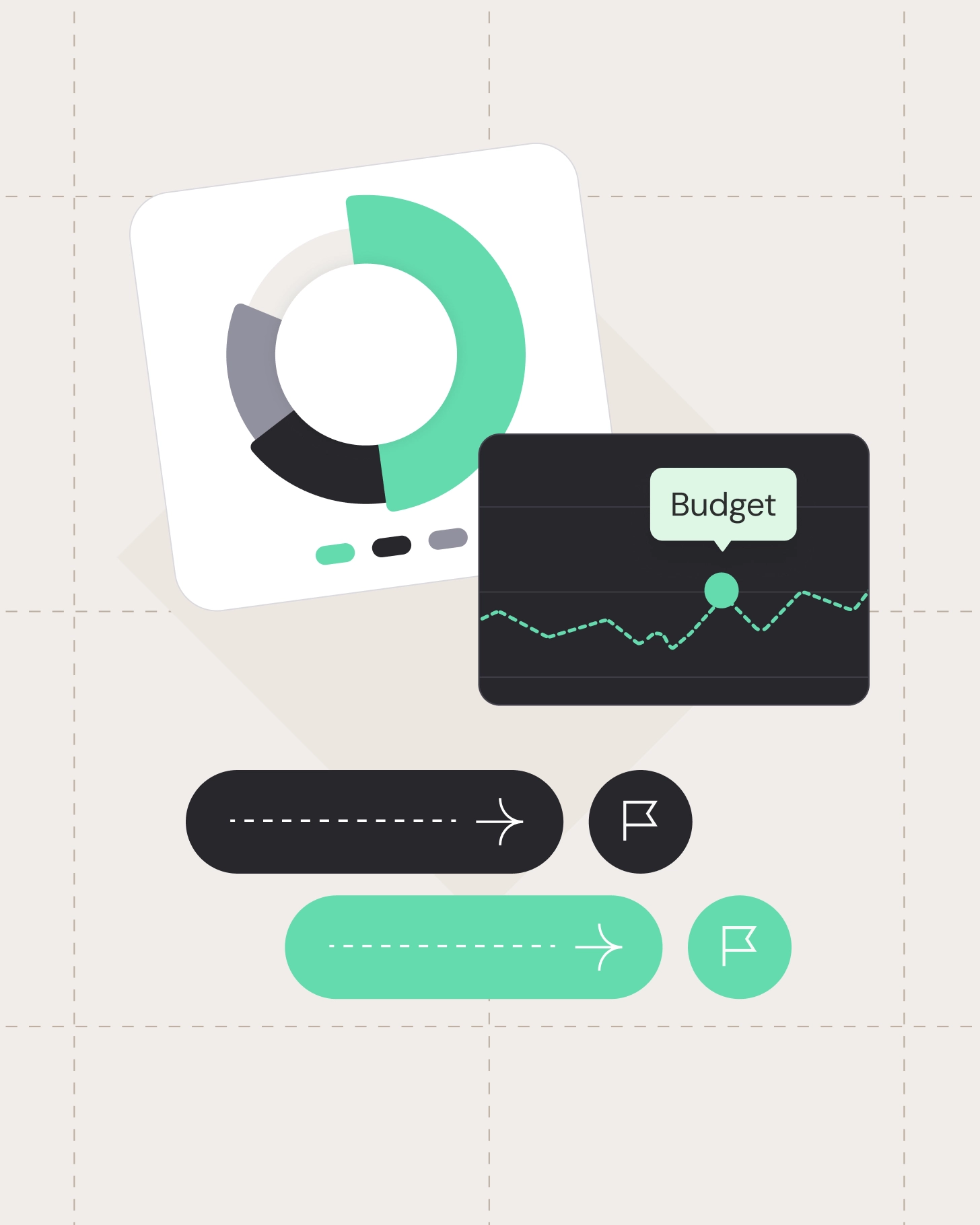 Comparison view with two donut charts connected by a transfer icon to illustrate data consolidation.