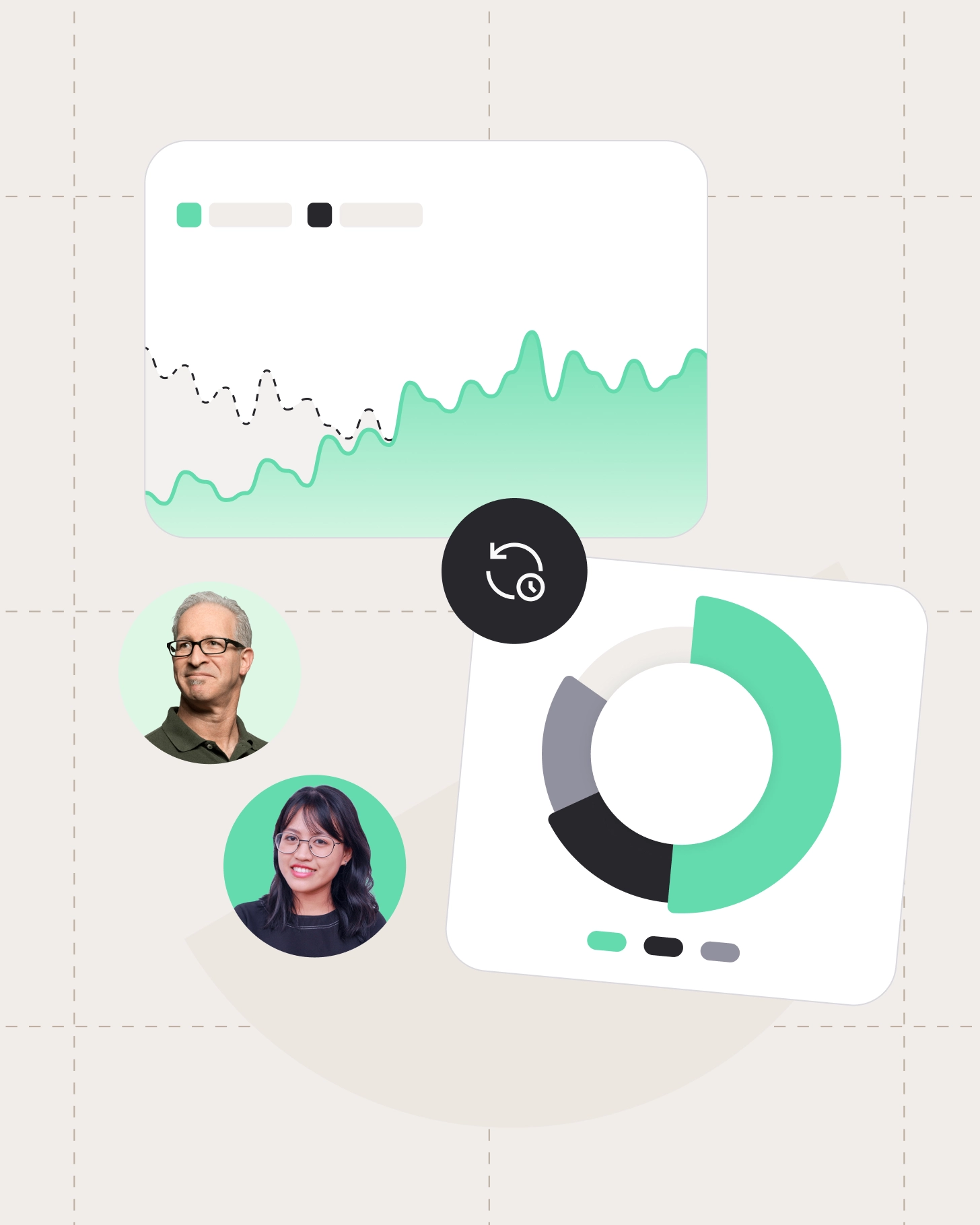 KPI portfolio interface visual showing performance tracking and status indicators