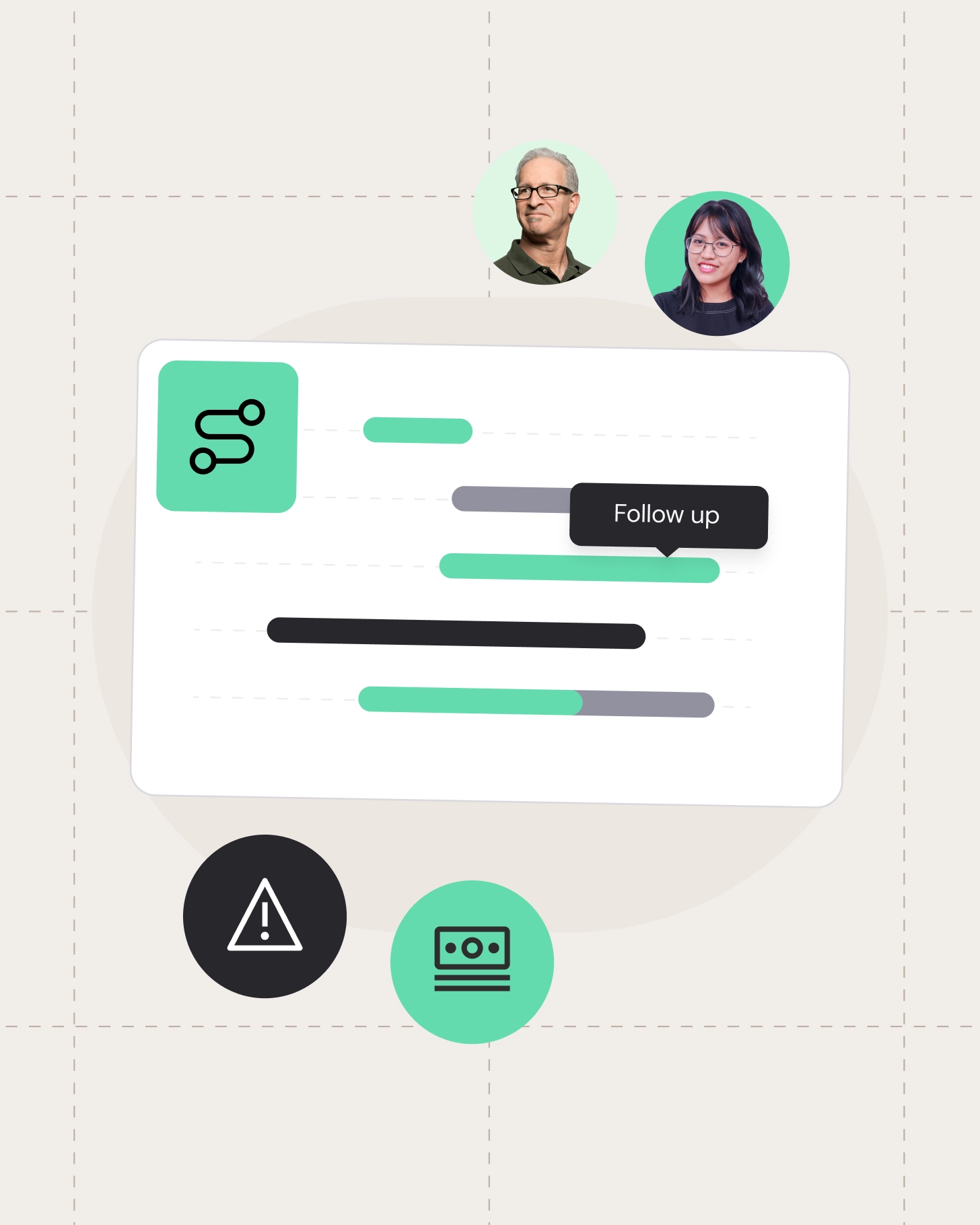 Process portfolio visualization showing operational flows and performance tracking