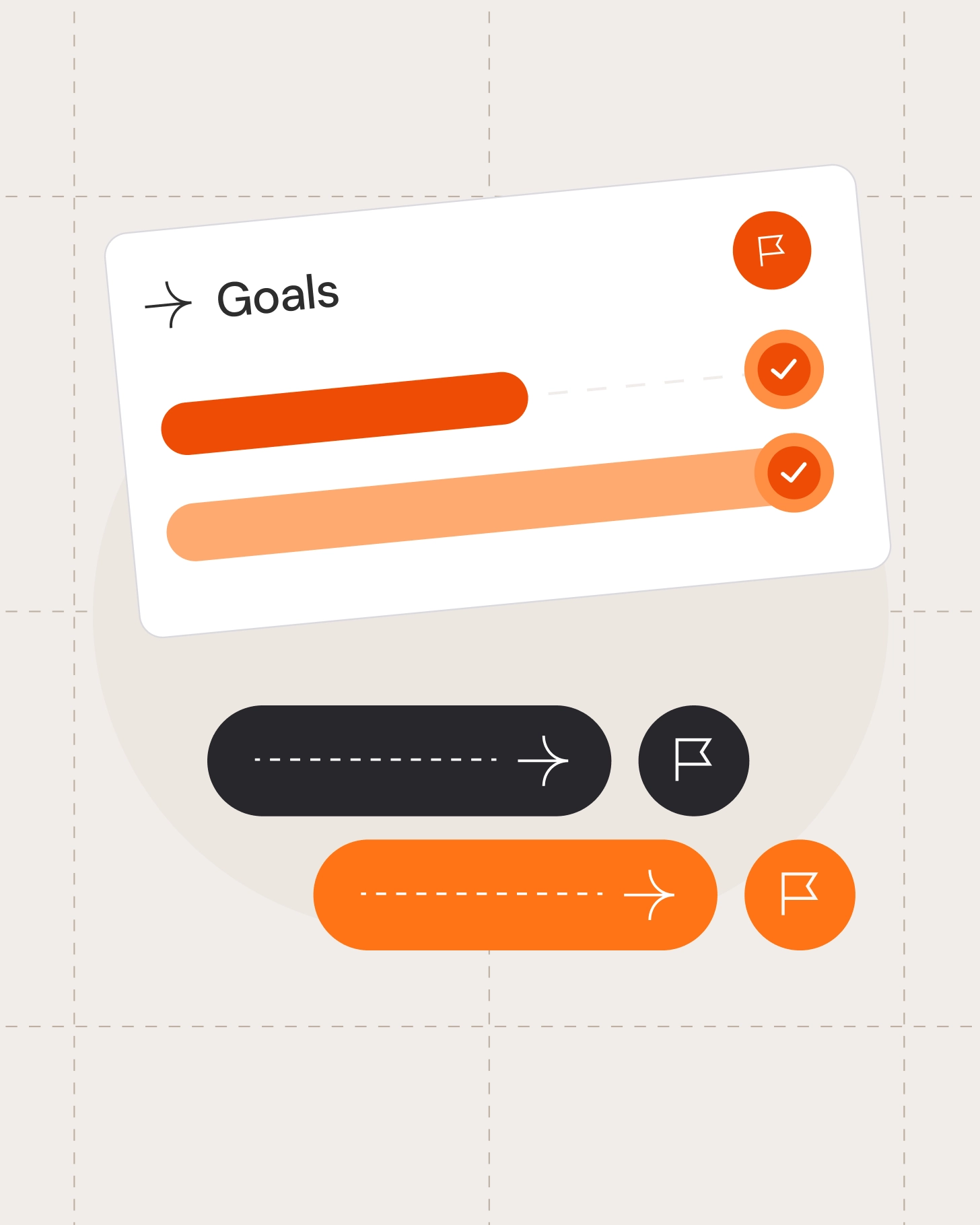 Strategic planning dashboard showing goals, progress bars, and milestone indicators