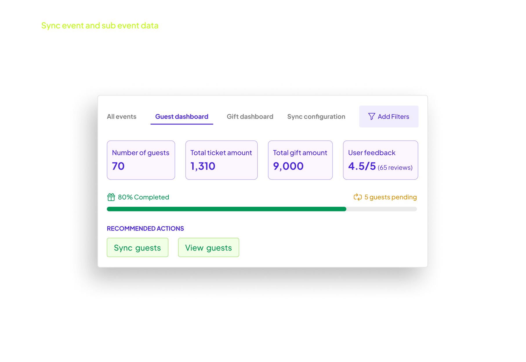 Sync event and sub event data