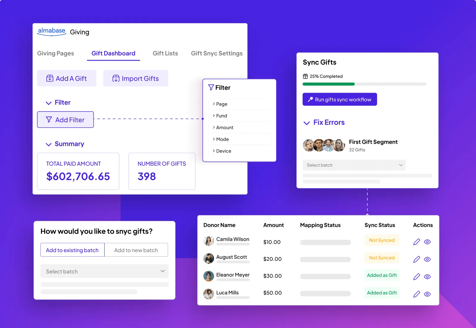Sync gift data to Raiser's Edge