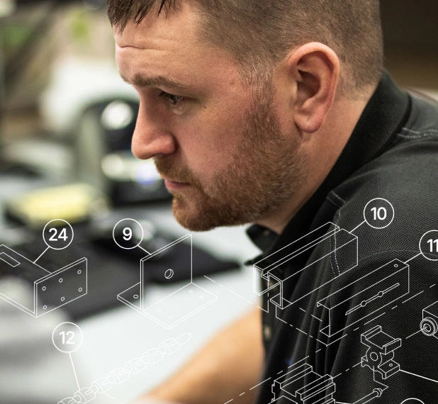 LockNet technician reviewing door hardware technical specifications and blueprints