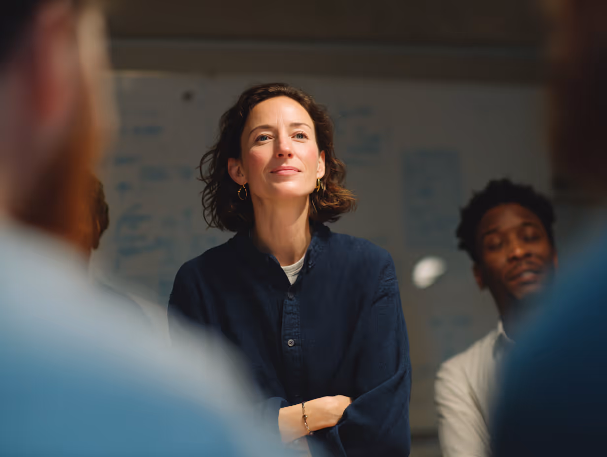 Woman presenting in business meeting