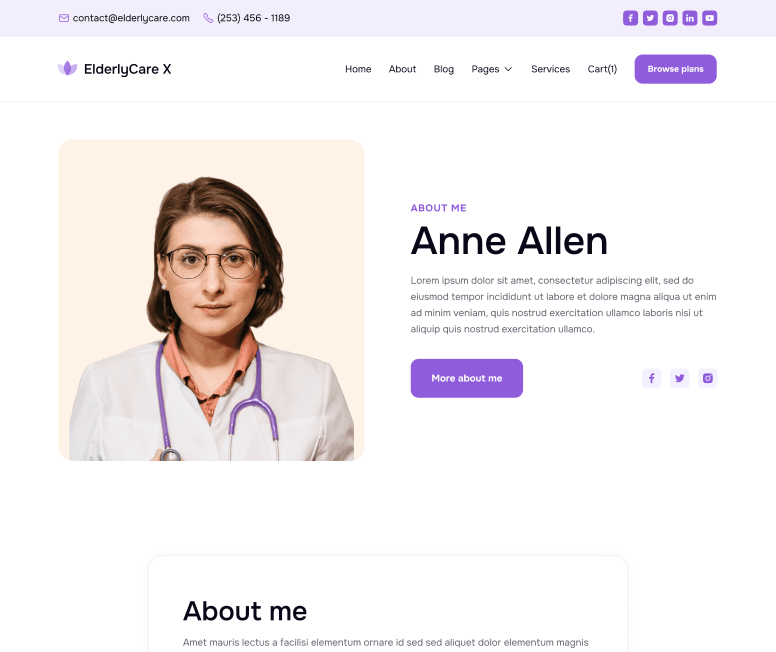 ElderlyCare X - Team Member Main Page - Elderly Care Webflow Template