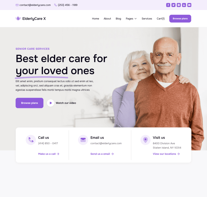 ElderlyCare X - Home V1 Page - Elderly Care Webflow Template