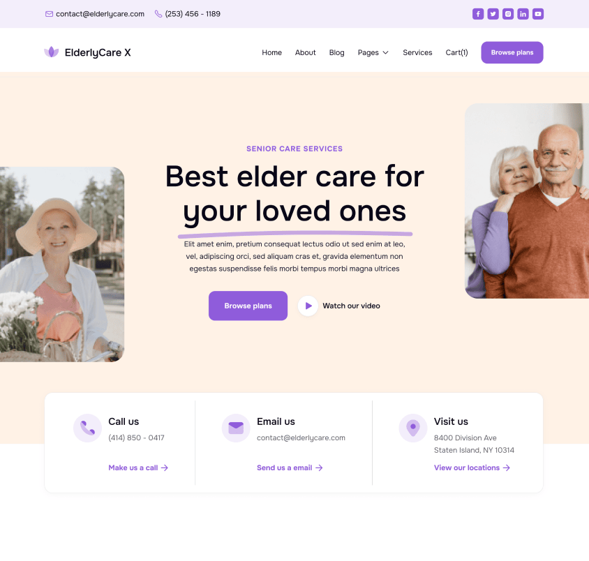 ElderlyCare X - Home V3 Page - Elderly Care Webflow Template