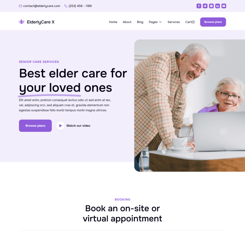 ElderlyCare X - Home V2 Page - Elderly Care Webflow Template