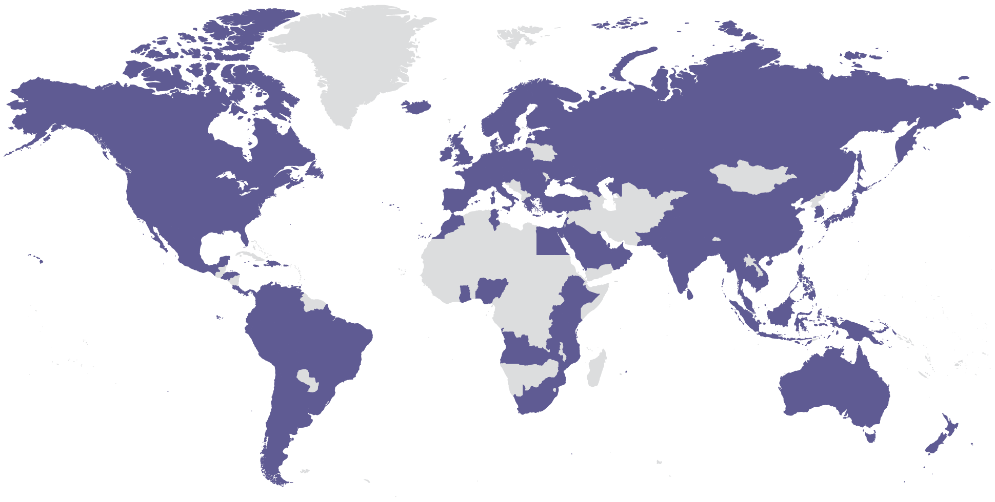 A world map showing all countries