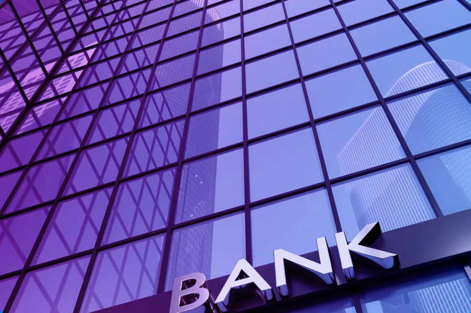 outside windows of bank building