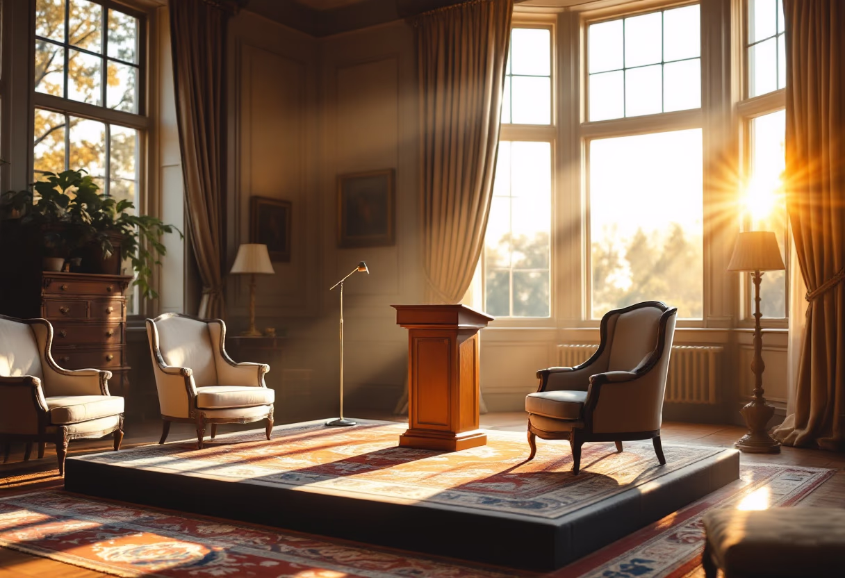 [background image] image of stage with seating (for an author & writer)