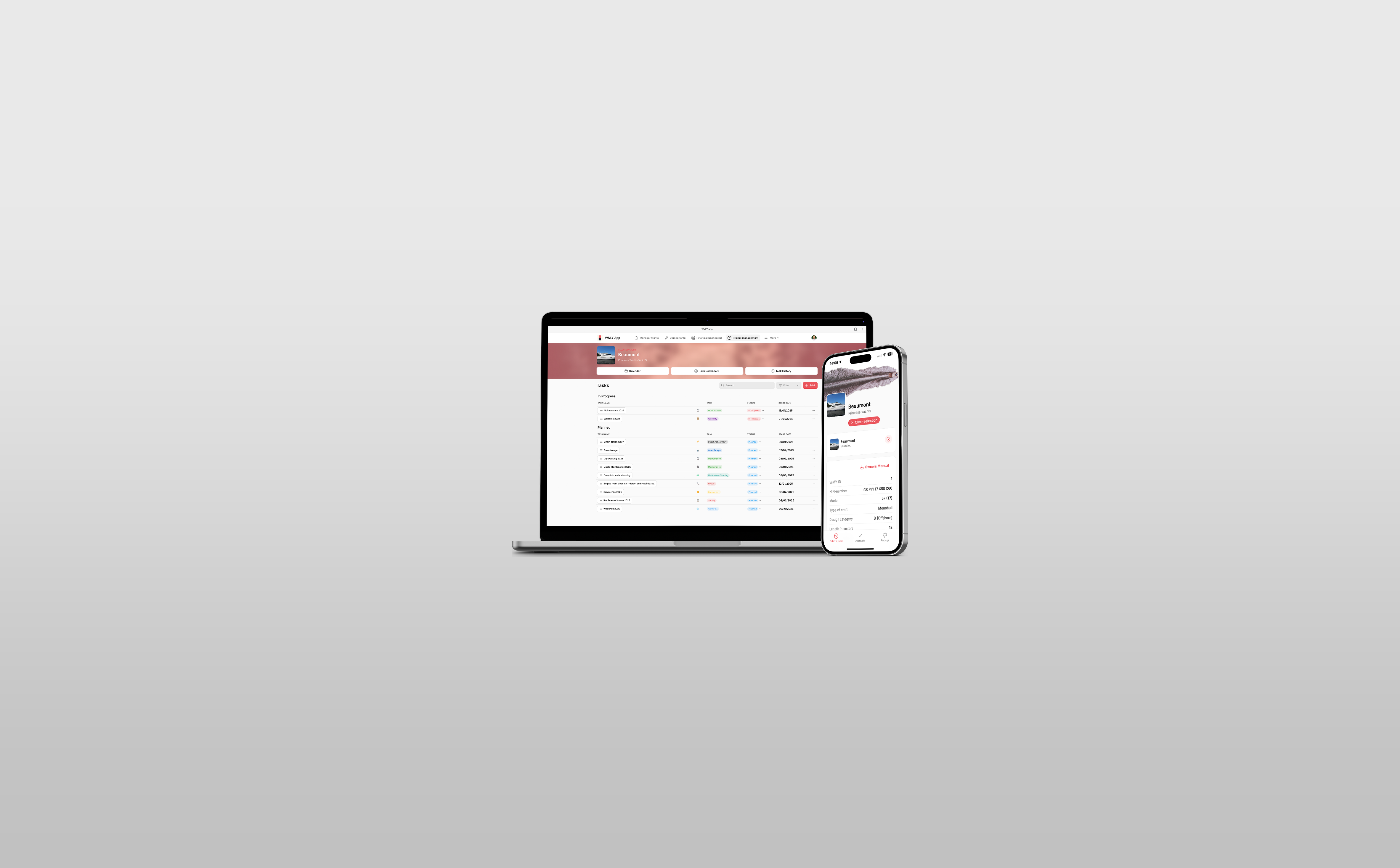 WeManage.Yachts mobile app providing real-time yacht data and transparent financial reporting