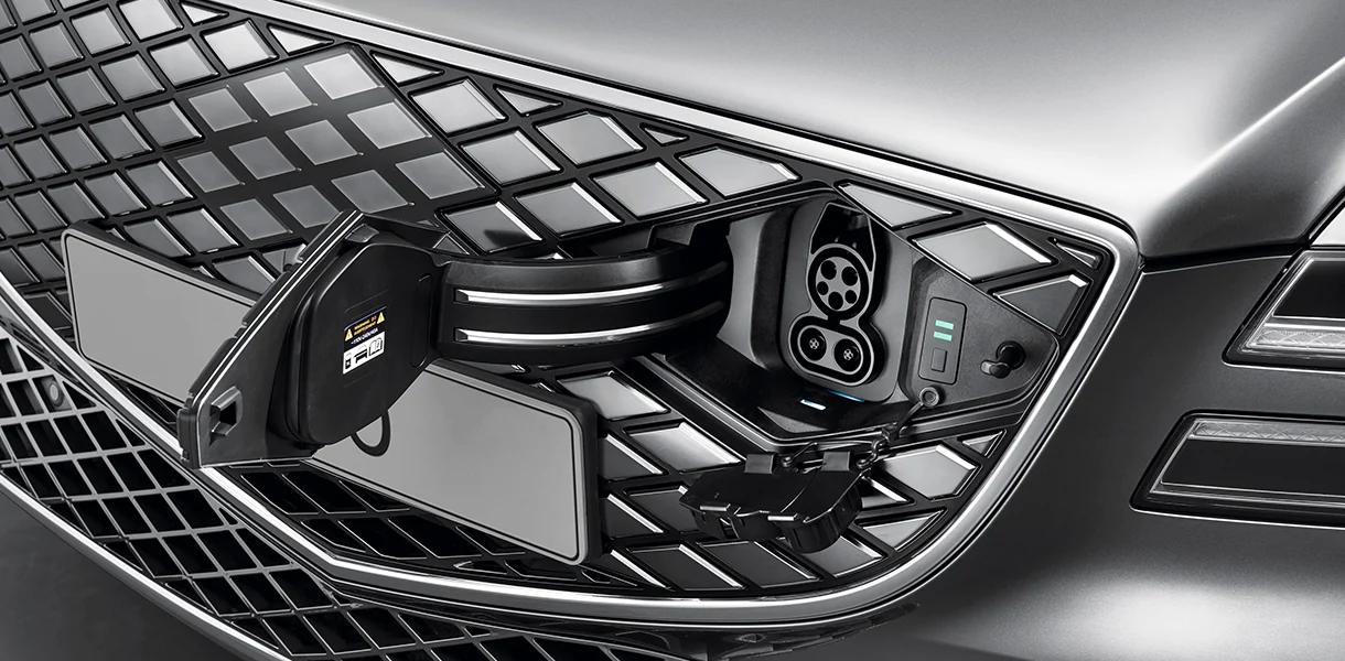 Closeup of hidden charging door