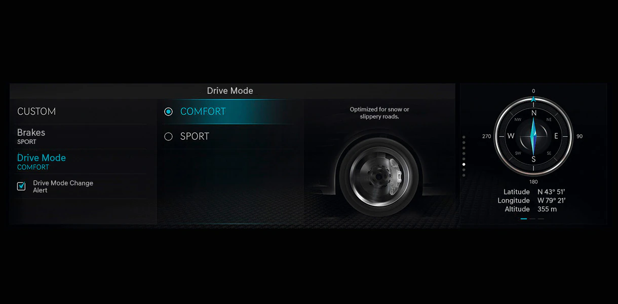 Driving mode screen