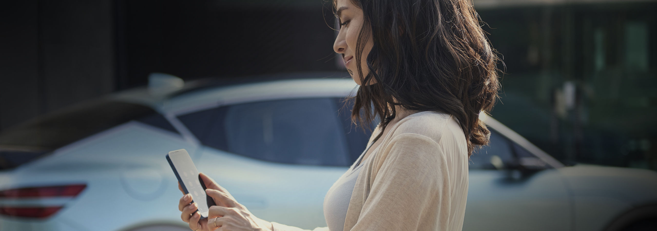 Woman using Genesis app