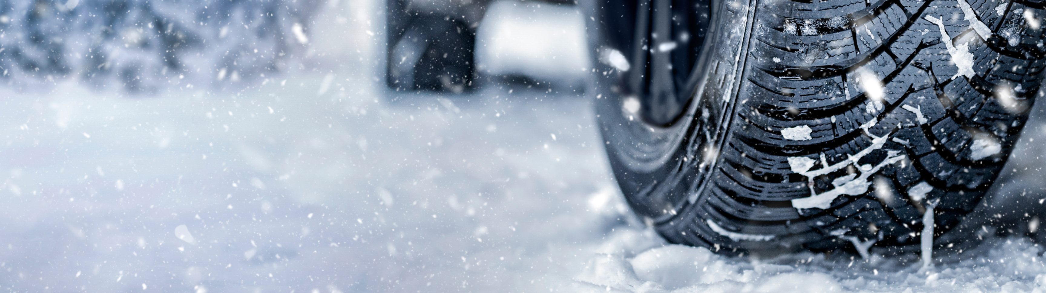 Close-up view of Genesis tire in snow