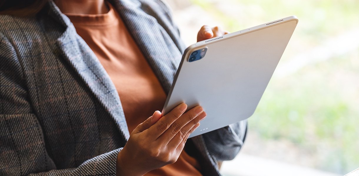 Woman holding smartphone