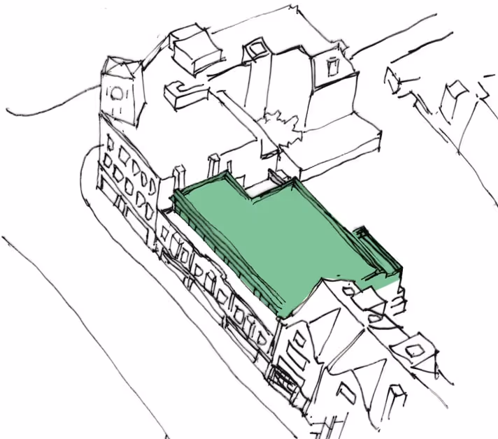 Proposed architectural massing sketch of a Khandys mixed-use development project in London