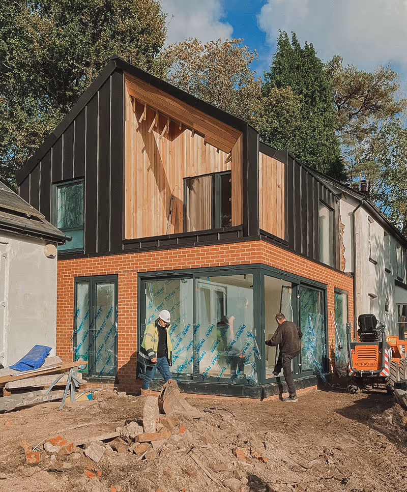 The progress of a building site for a housing development