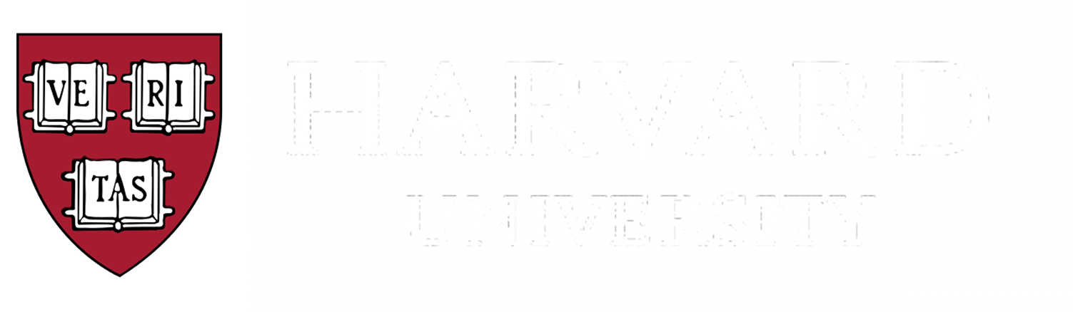 Harvard University emblem with three open books and the word 'VERITAS' on a crimson shield next to the words 'HARVARD UNIVERSITY' in capital letters.