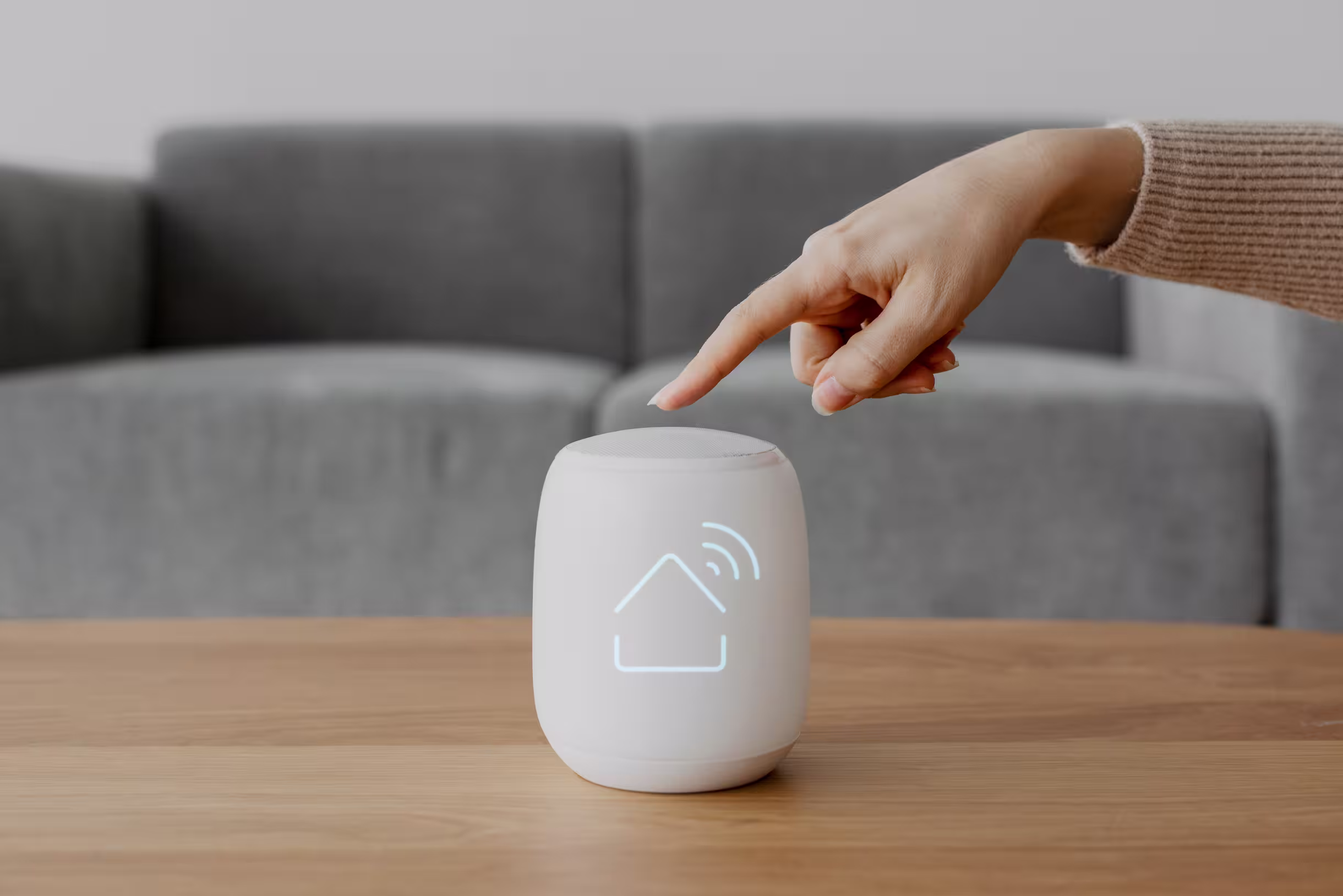 Photo d'un haut-parleur intelligent domotique