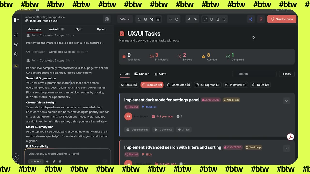 AI product task board demo shown on Built This Week episode 43