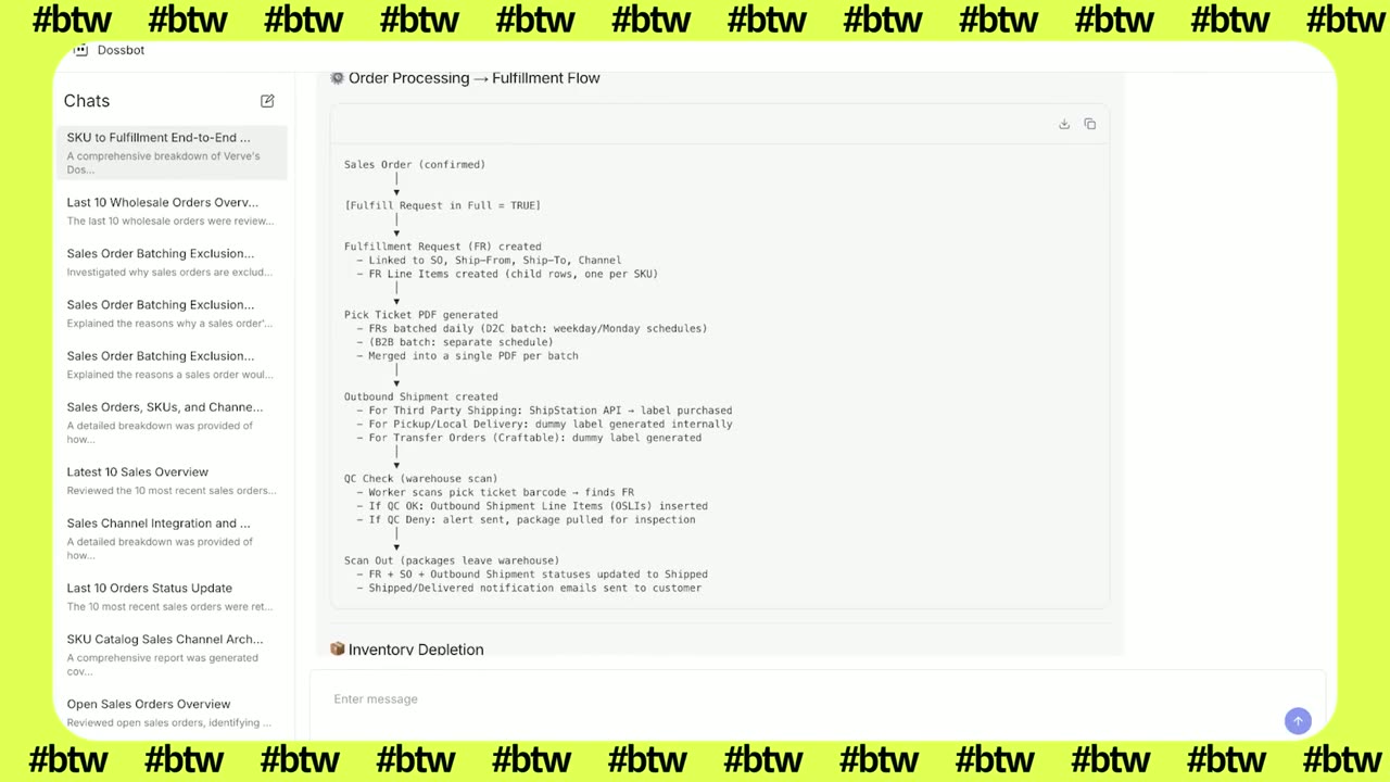 Doss order processing flow shown on Built This Week episode 44