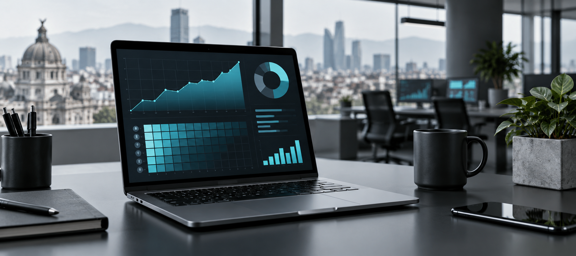 Pantalla ilustrativa de métricas de una empresa de software por suscripción