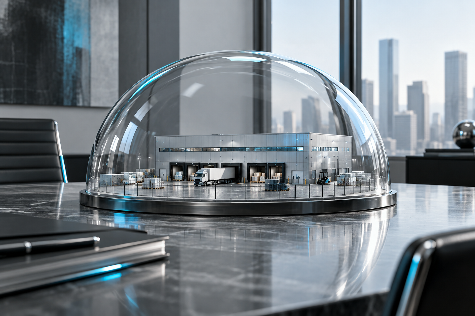 Maqueta industrial protegida como concepto de seguros cautivos