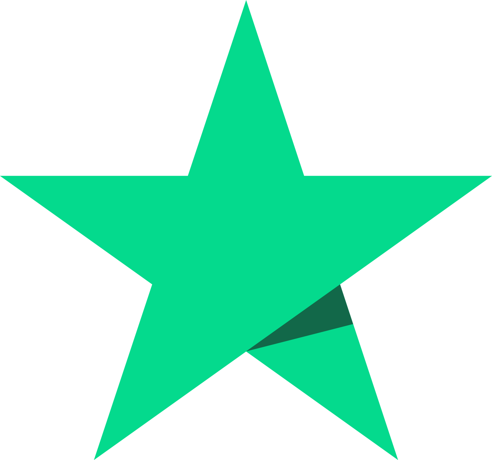 Green five-pointed star with a smaller, darker green triangle inside the lower right part.