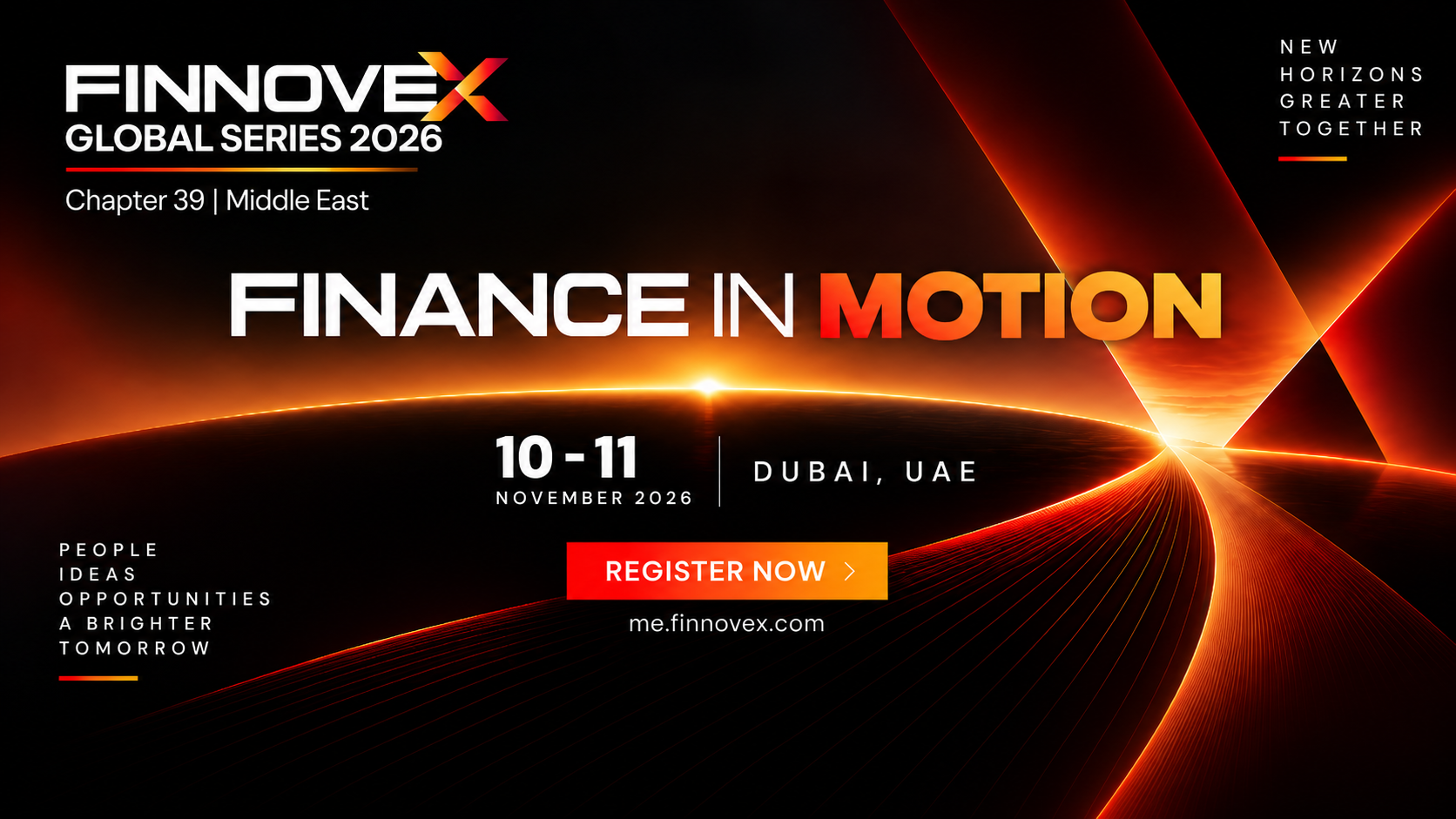 FINNOVEX Middle East 2026 Finance in Motion banner for 10–11 November 2026 in Dubai, UAE