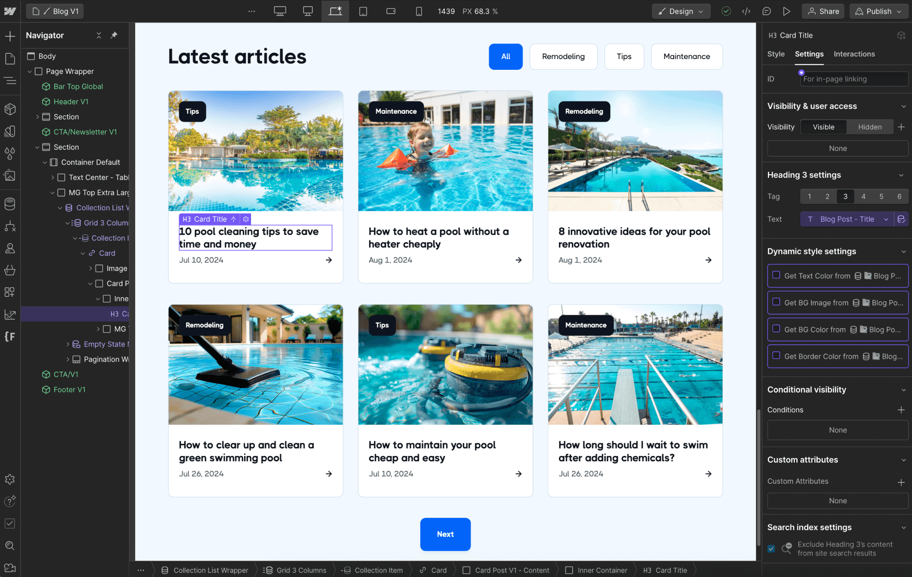 CMS Content - Pool X Webflow Template