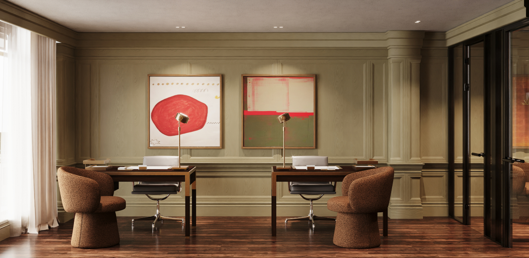 Jefferson Arms Residences office area rendering