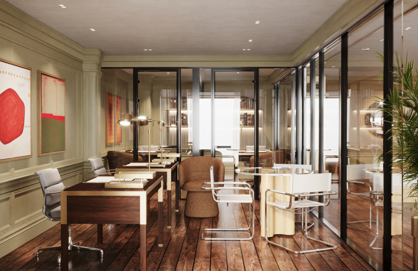 Jefferson Arms Residences office area rendering