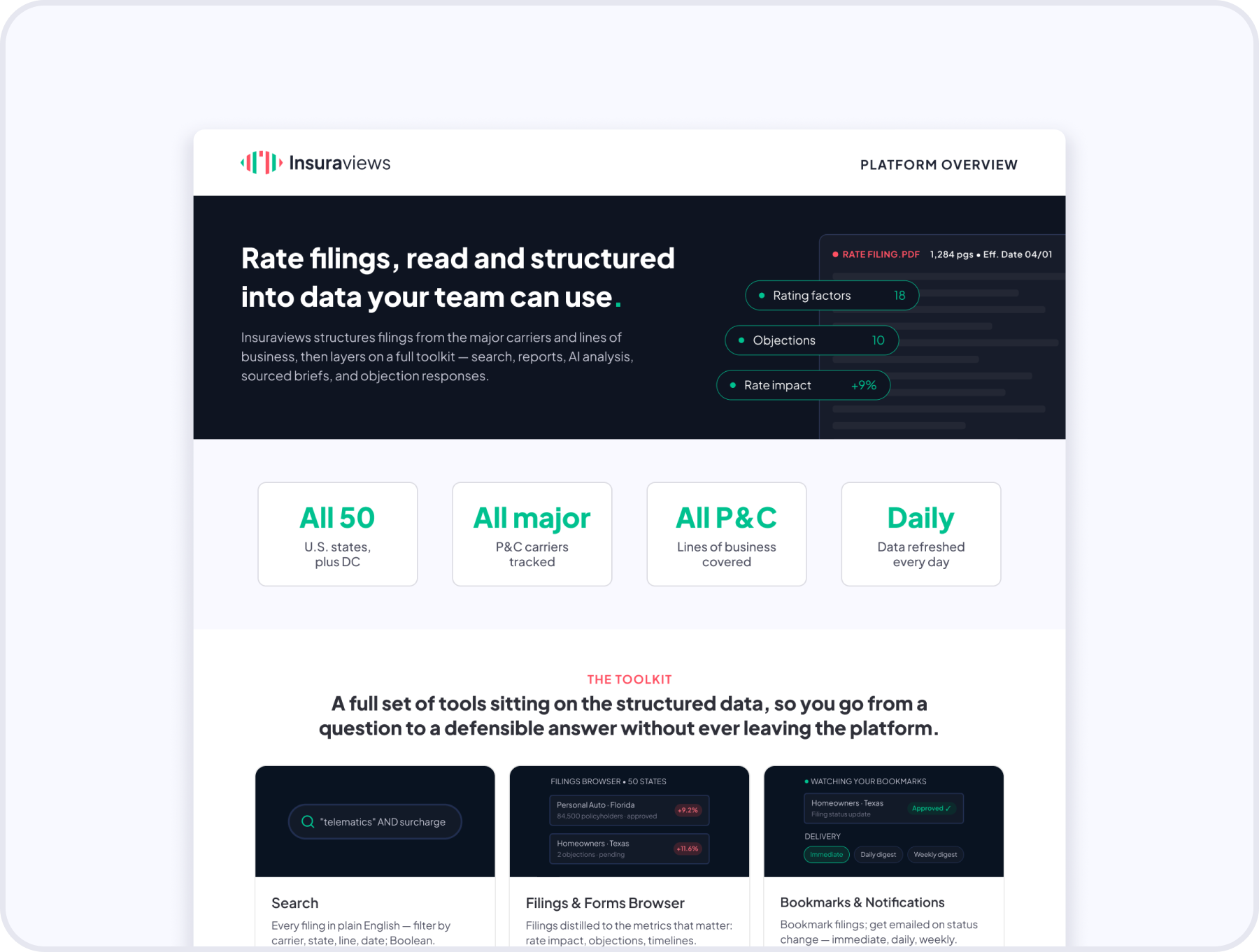 Insuraviews platform overview one-pager