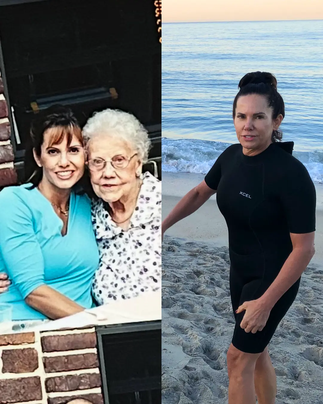 Cristina before her midlife transformation—struggling with weight and seeking change. Through holistic healing and cold plunging at the ocean, she began reclaiming her health, vitality, and spiritual strength.