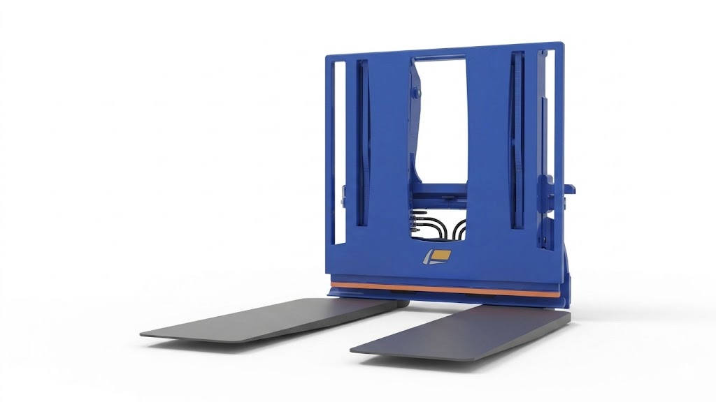 AttachCo Push Pull forklift attachment with hydraulic gripper for slip sheet handling