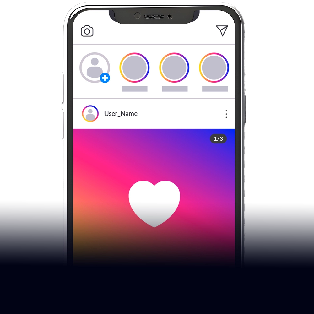 Phone showing social media post engagement