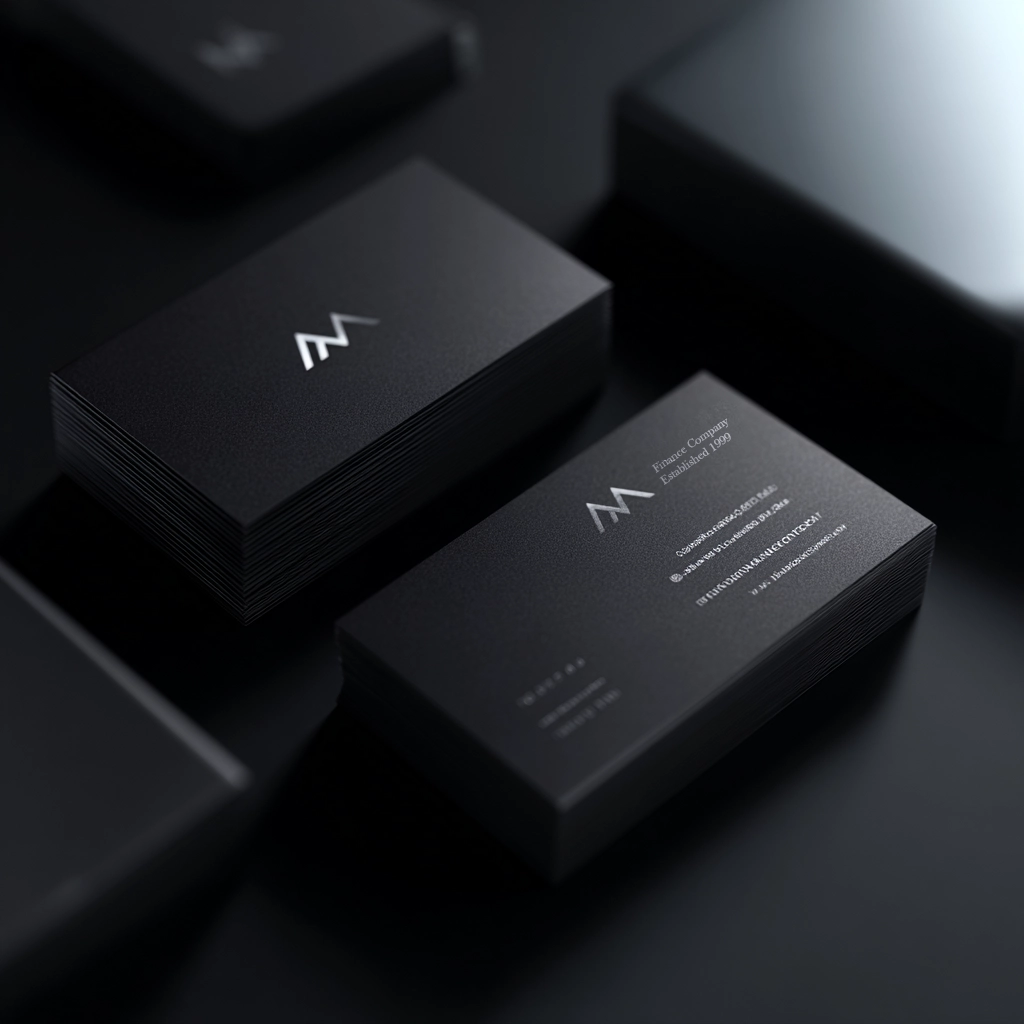 A business card design in a mocked up image.