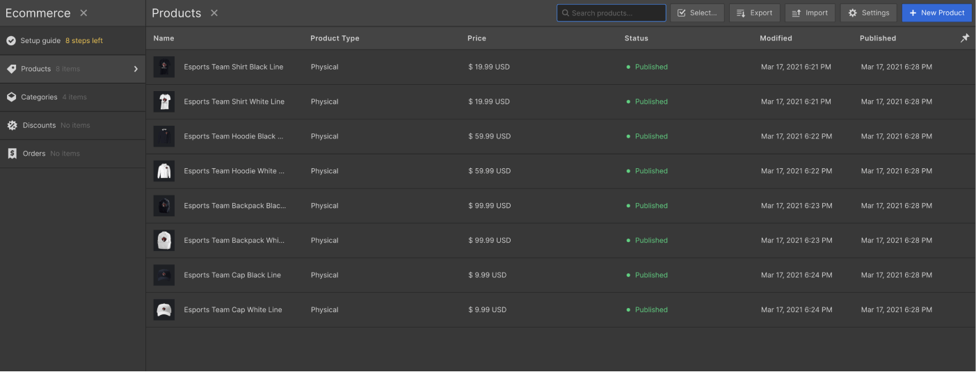 eCommerce Collection - eSports Webflow Template