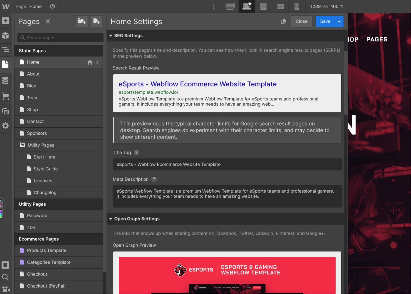 SEO - eSports Webflow Template