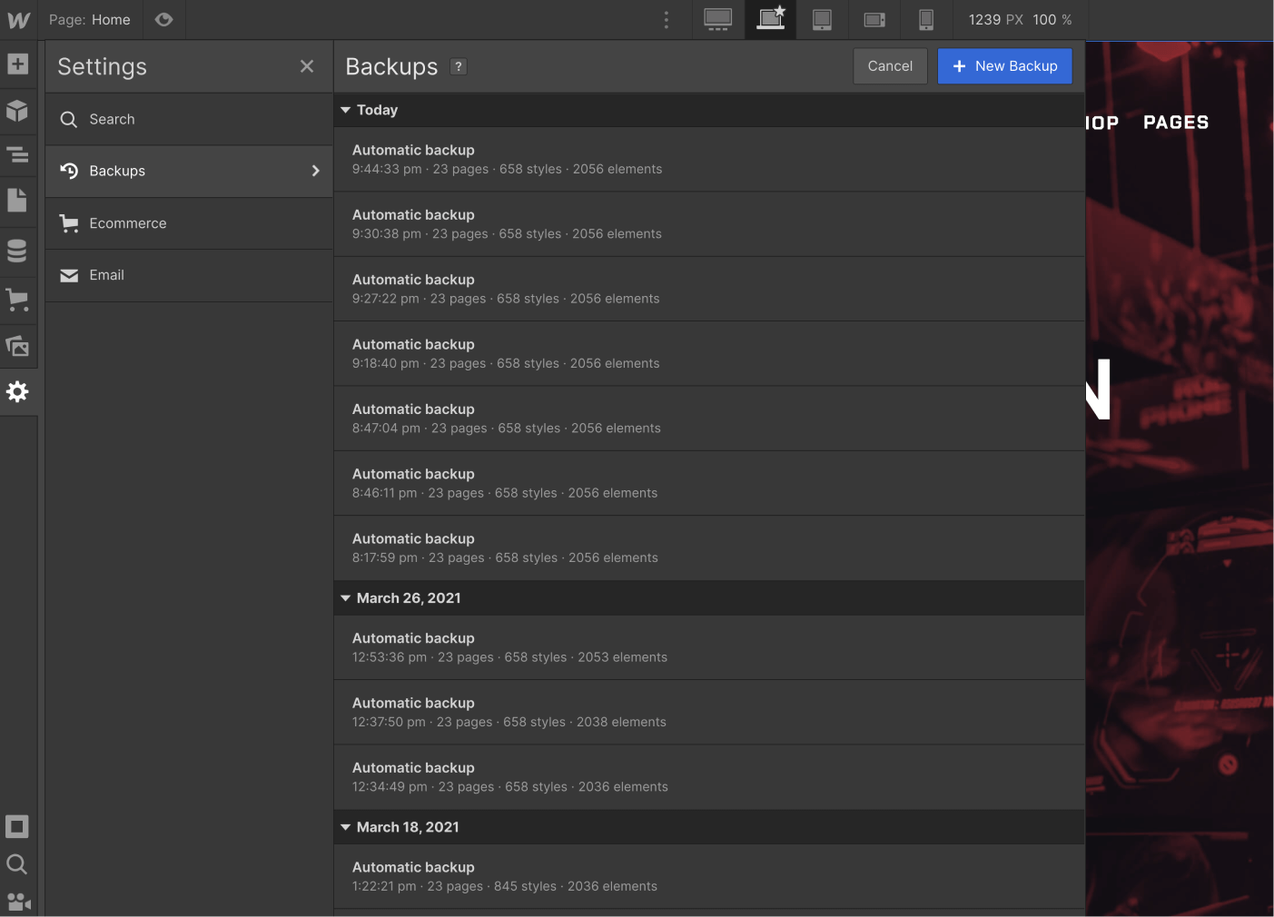 Backups - eSports Webflow Template