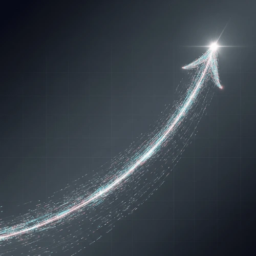 Upward trending light trail arrow showing SEO and website traffic growth trajectory
